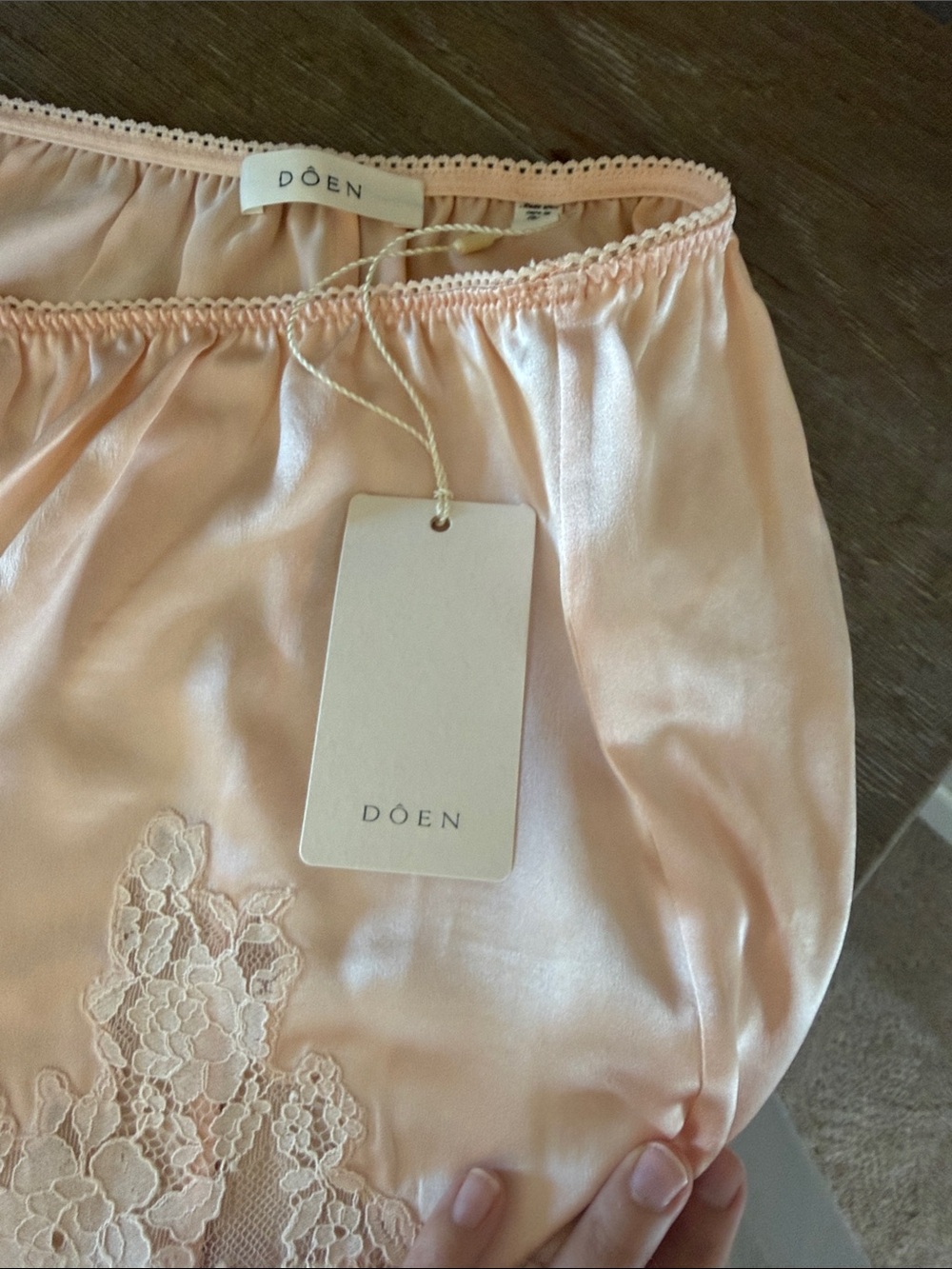 Doen Blush Silk Lace Trim Lounge Shorts - Picture 2 of 2